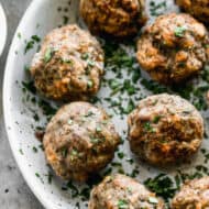 Air Fryer Meatballs on a plate.